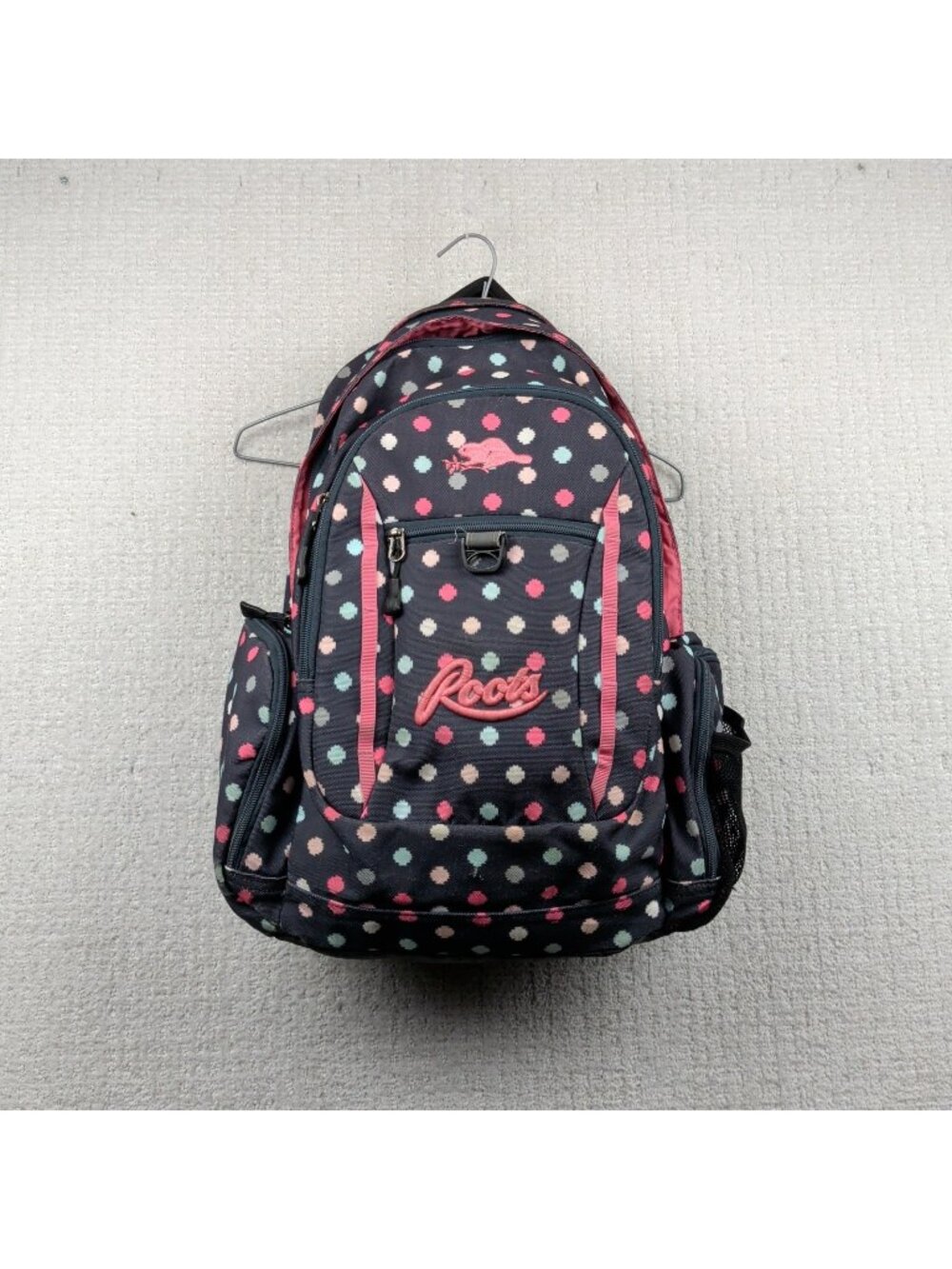 Y2K Roots Canada Multi Compartment School Backpack Blue / Pink Polka dot Tech